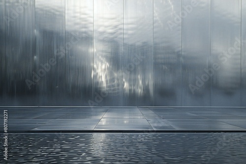 Abstract background of modern architecture, glass wall and floor with reflection