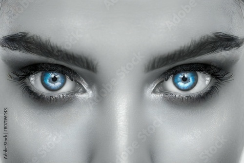 Blue female eyes close-up, Conceptual image, rendering