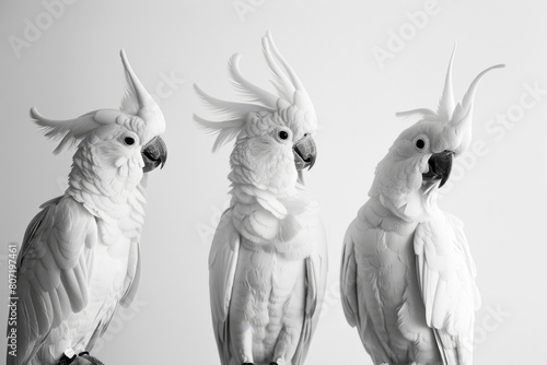 Four cockatoos flaunting crests