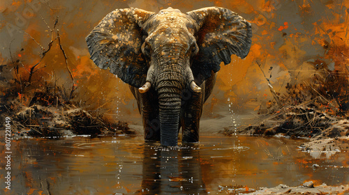 elephant drinking water