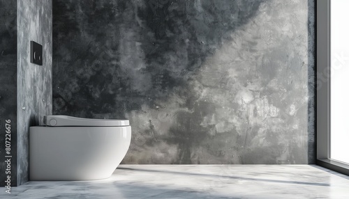 Modern bathroom with new ceramic toilet bowl