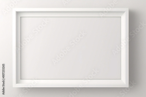 Imagen mínima de marco cuadrado blanco vacío simulada colgada sobre fondo de pared blanca con luz y sombra de ventana. aislar imagen