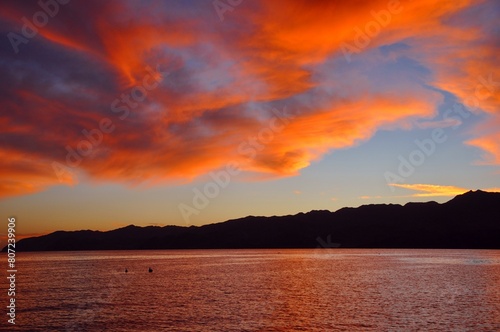 Blazing sunset at Bahia de las Animas, Baja California, Mexico