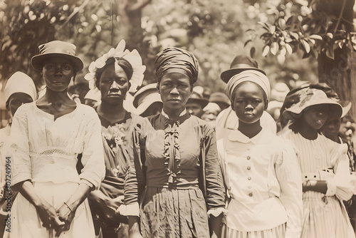 Group of Women Standing Together. June 19, Juneteenth, Day to celebrate the abolition slavery in the United States