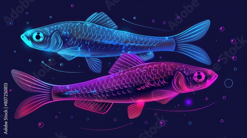 tetras aquarium fish neon light AI generated