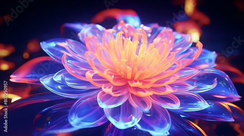 A digital neon flower pulsating with the rhythms of the future.