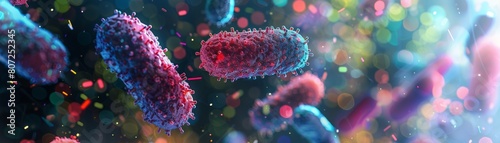 Close-up of colorful bacteria, misidentified as E. coli, Salmonella, and Shigella