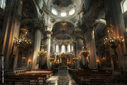 Inside of a massive beautiful church