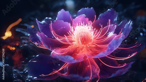 A neon flower, a synthetic marvel resonating with the rhythms of the future