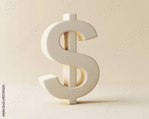 A white dollar sign sits on a beige surface a symbol of wealth and prosperity