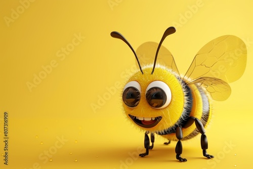abeja sobre fondo amarillo. dibujos animados