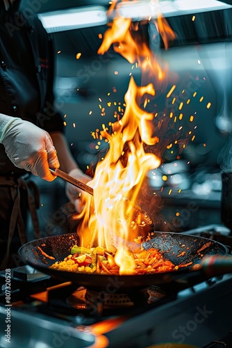 close-up of the cook roasting on the fire