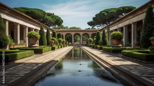 Roman villa's garden has fountains and courtyard