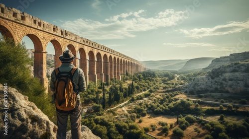 Roman engineer oversees majestic aqueduct construction