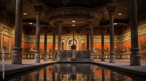 Roman bathhouse adorned with intricate mythological mosaics