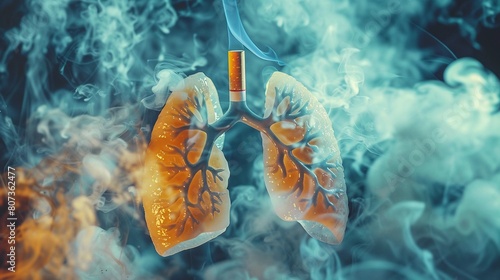 Lungs poisoned by cigarette smoke, nicotine addiction