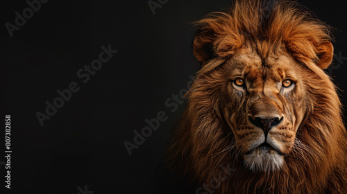 Close Up of Lions Head on Black Background