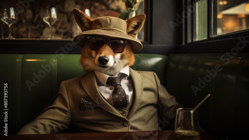 Picture a dapper fox in a tailored tweed suit, complete with a bowler hat
