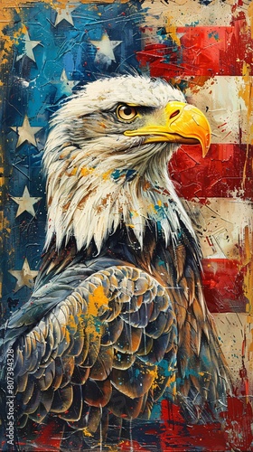 american eagle with flag