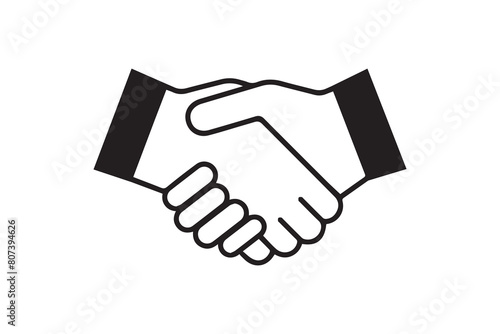 Handshake icon as a concept of friendship and trust or the business partnership contractuality