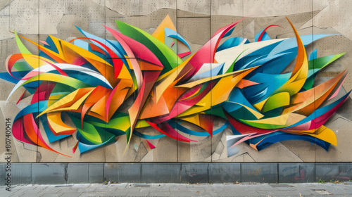 urban street art, vivid graffiti letters merging to form an energetic and visually captivating design adorning a urban wall