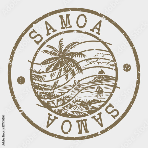 Samoa Stamp Postal. Silhouette Seal. Passport Round Design. Vector Icon. Design Retro Travel. National Symbol. 