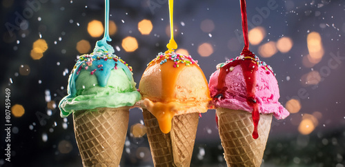 Spectacular Syrup Drizzle on Ice Cream Cones