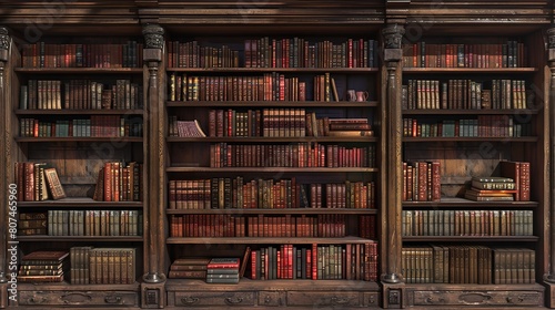 Spectacular Myriad old books rest on shelves conjuring intellectual richness within the library