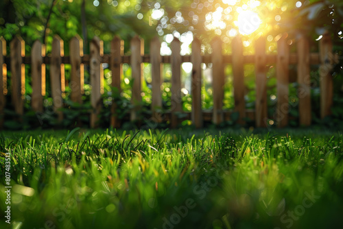 The wooden fence enclosed the backyard while the lawn stretched out beyond it. AI-generated content.