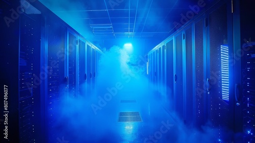A glimpse of the entrance to a futuristic high performance datacenter, Ai Generated