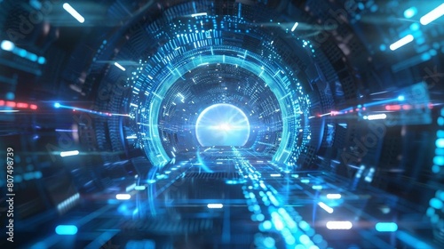Hightech portals illustrating advanced teleportation or data transmission concepts