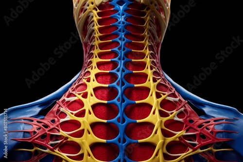 Detailed anatomy of the human spine and nervous system