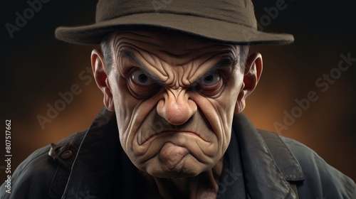 Angry old man in hat