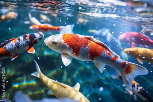 A group goldfish gracefully explores its watery domain
