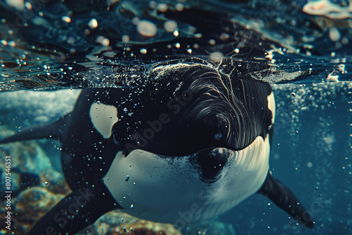 orca swimming in the water