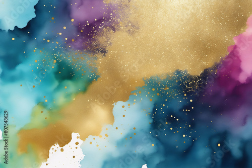 abstract watercolor background, space, galaxy, nebula, universe, supernova.