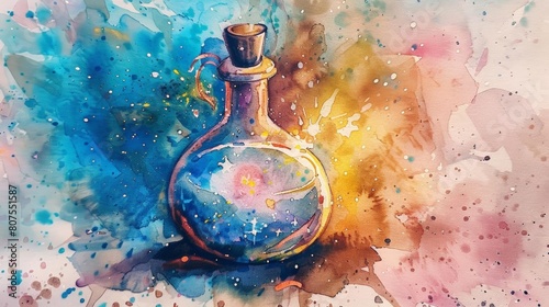 enchanted elixir in a glass bottle
