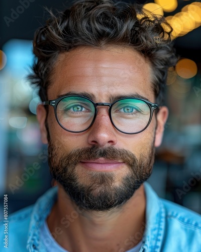 Close-up of Person Wearing Glasses