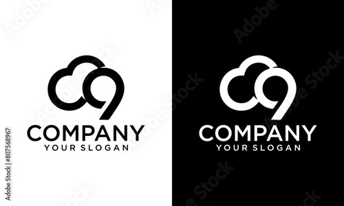 Creative abstract number nine cloud vector logo design template element. Colorful concept icon, Cloud nine concept logo design for company | Logo for technology, communication, web etc.