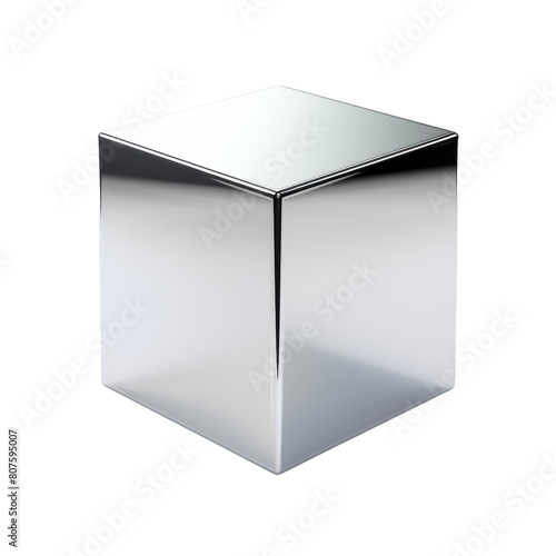 3D shiny metal cube.