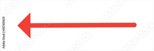 Red arrow icon. Straight long left vector arrow icon.