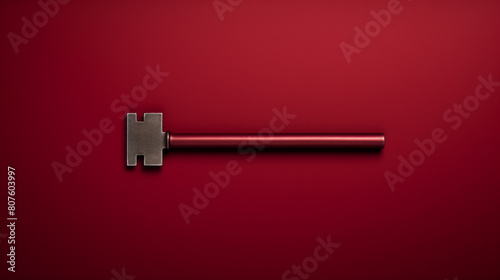 A red hammer is on a red background