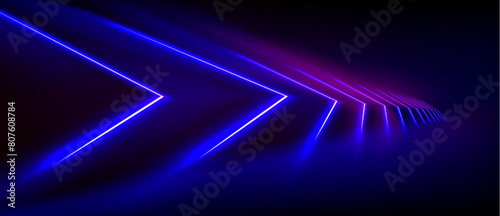 Blue led light tunnel on black background. Vector realistic illustration of abstract neon arch illumination glowing on dark stage, laser beam corridor for nightclub decoration, futuristic cyber space