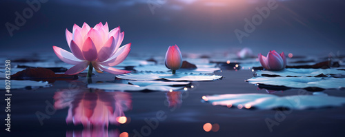 a pink flower on a leaf in water
