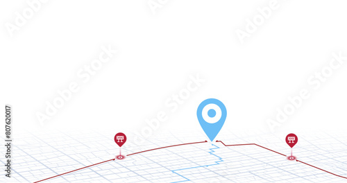 Highway disruptions. Accident road. GPS navigator screen with signs of streets. Closed turns of the route, road. Traffic detours on isometric map. Location tracks dashboard. Vector illustration