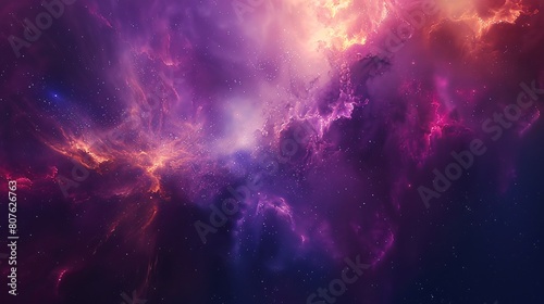 A vibrant space scene with stars and clouds