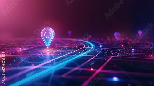 Futuristic map pin tech background for navigation and location tracking. Concept Futuristic Design, Technology, Navigation, Location Tracking, Map Pins