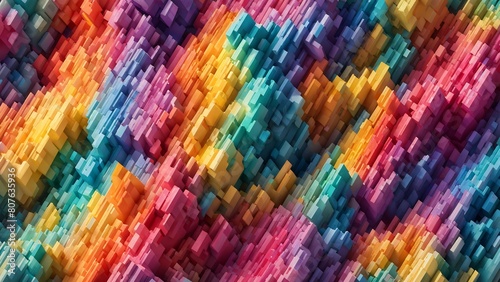 Lgbtiq Rainbow Colored Voxel Texture Resembling A Powder Explosion. Generative AI
