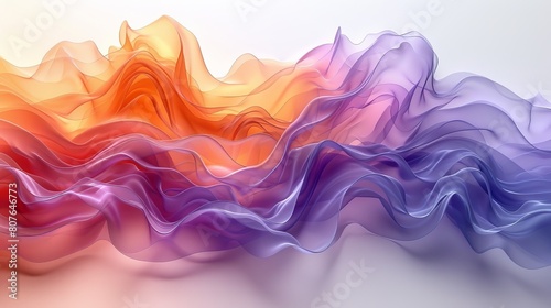 Modern, technology, digital, communication, science, music concept with abstract wavy lines flowing dynamically in colorful spectrum colors on white background.