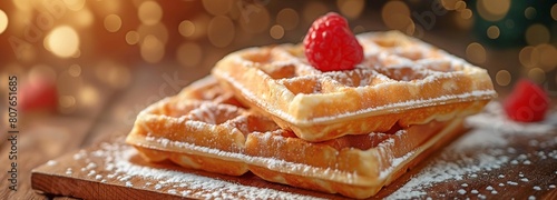 Waffles on a table, close-up